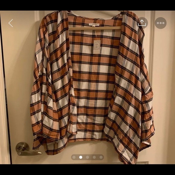 Maurices Plaid Kimono in Orange and Black - Picture 2 of 6